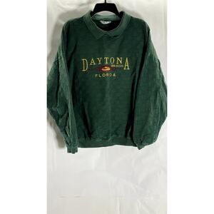 TIMESQUARE Women's Vintage Dark Green Daytona Beach Florida Polo Sweater SZ M